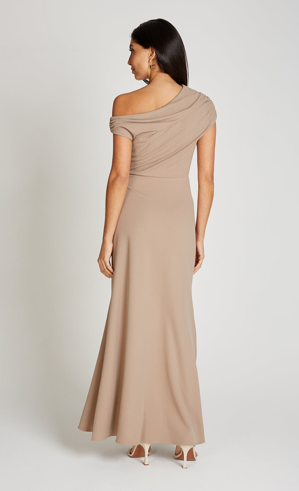 Smoke Asymetric Neckline Maxi Dress