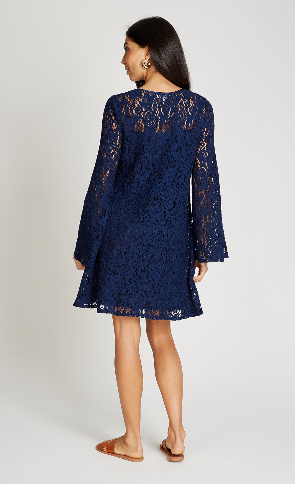 Navy Crochet Mini Dress