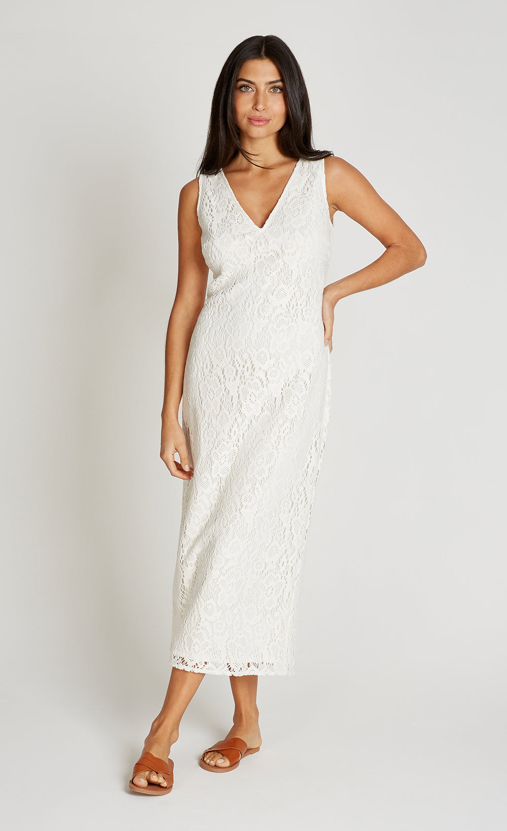 Cream Crochet Midaxi Dress