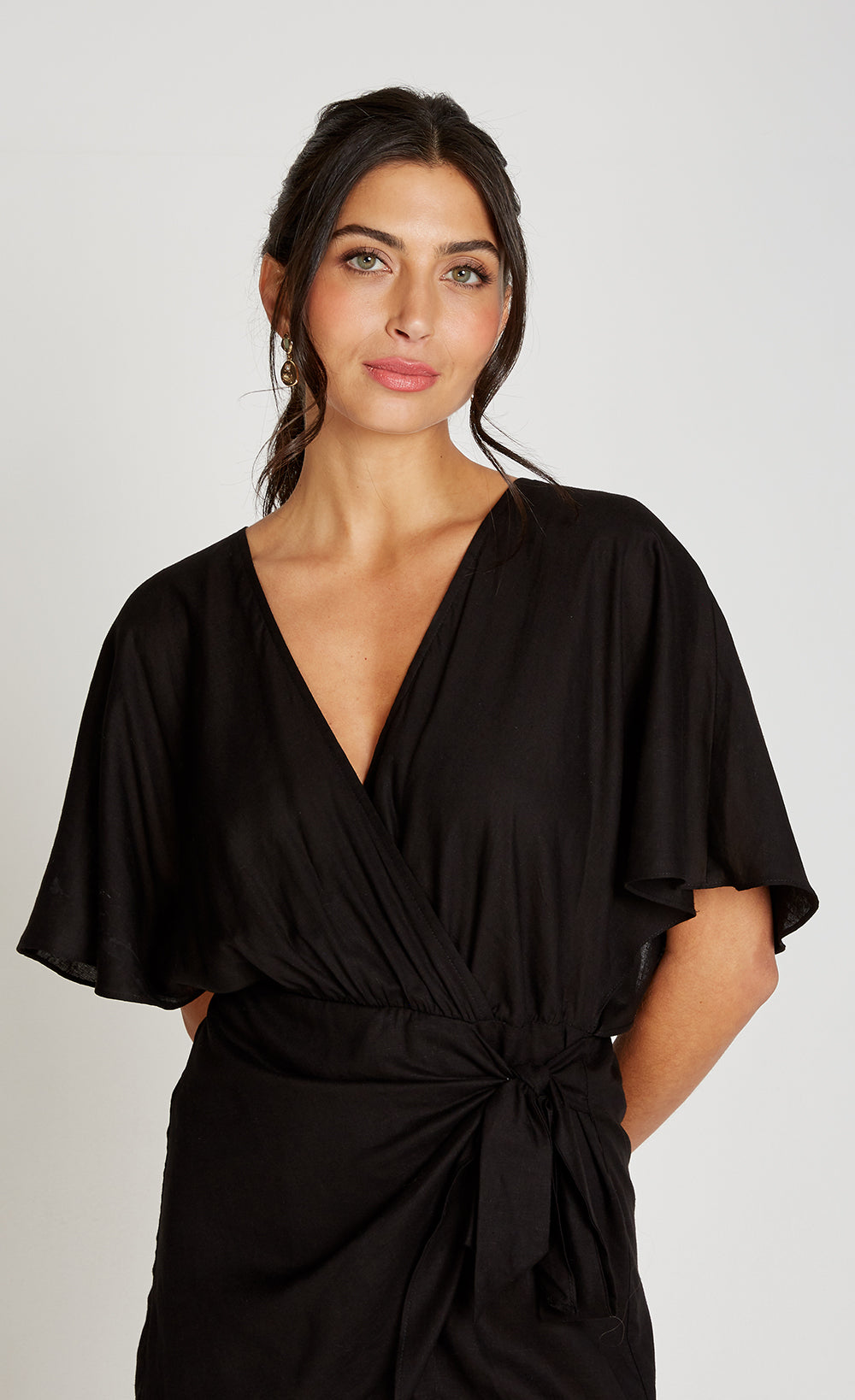 Black Playsuit With Linen
