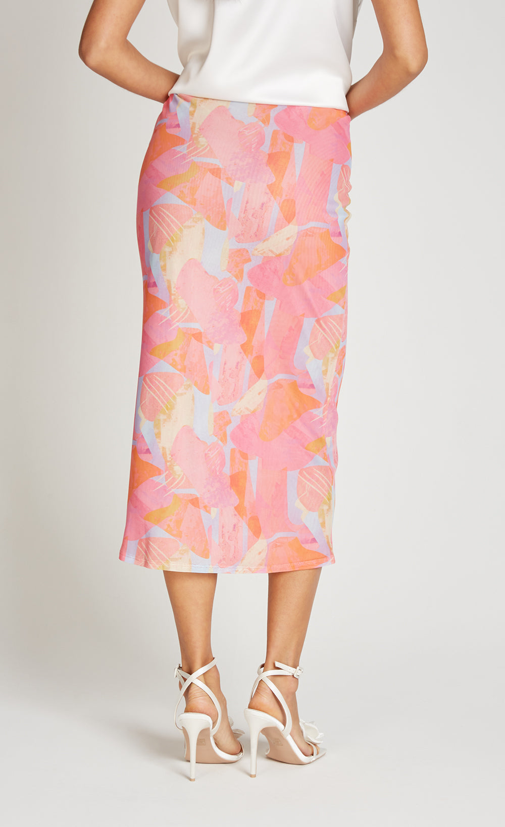 Pink Print Mesh Midaxi Skirt