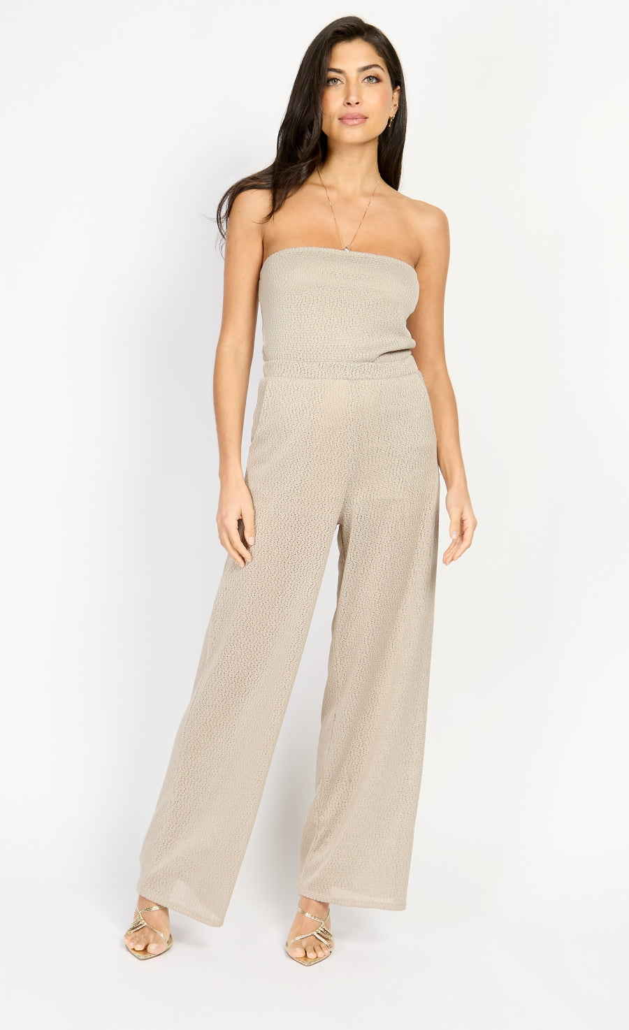 Taupe Knitted Trousers by Chloe Lewis