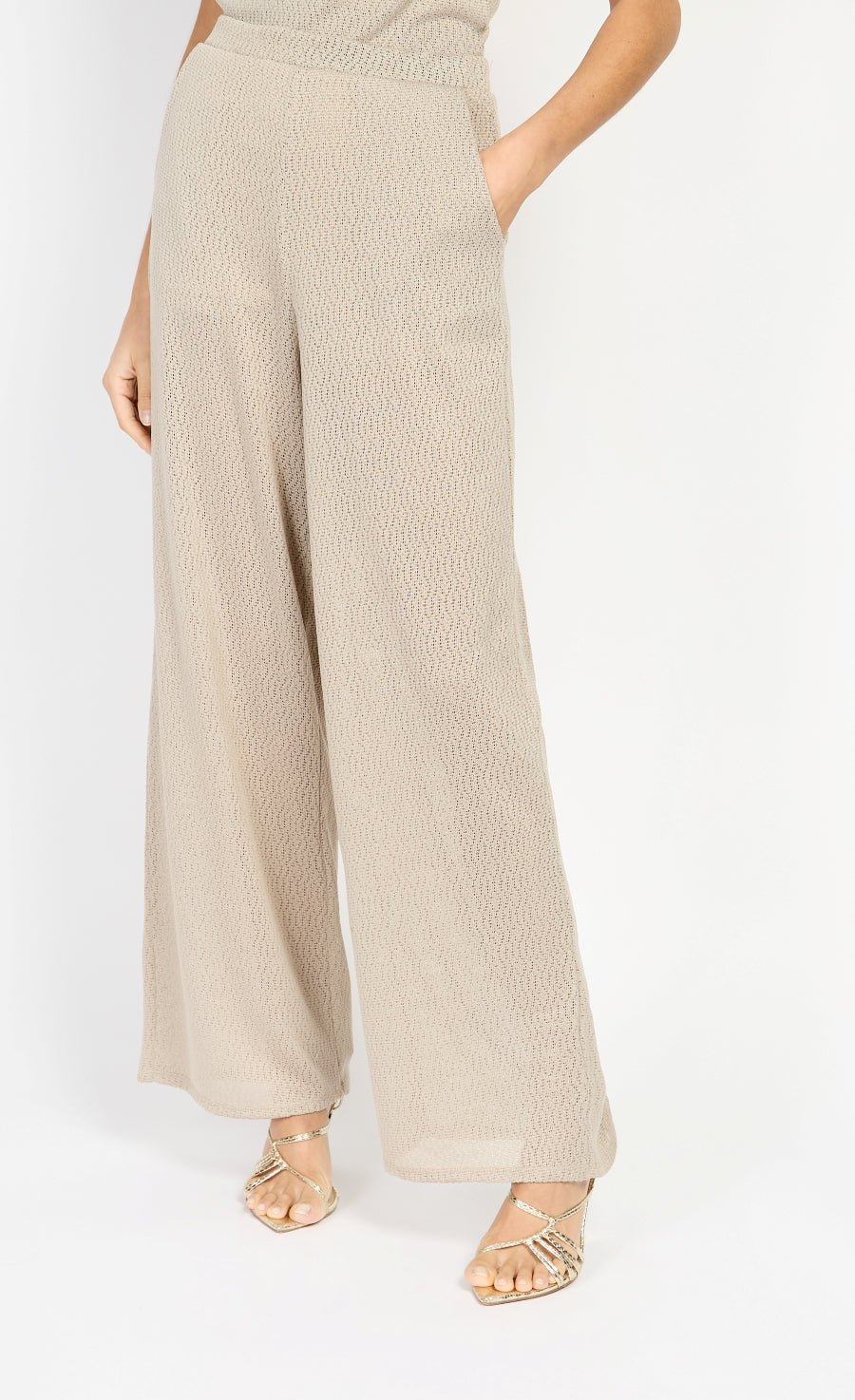 Taupe Knitted Trousers by Chloe Lewis