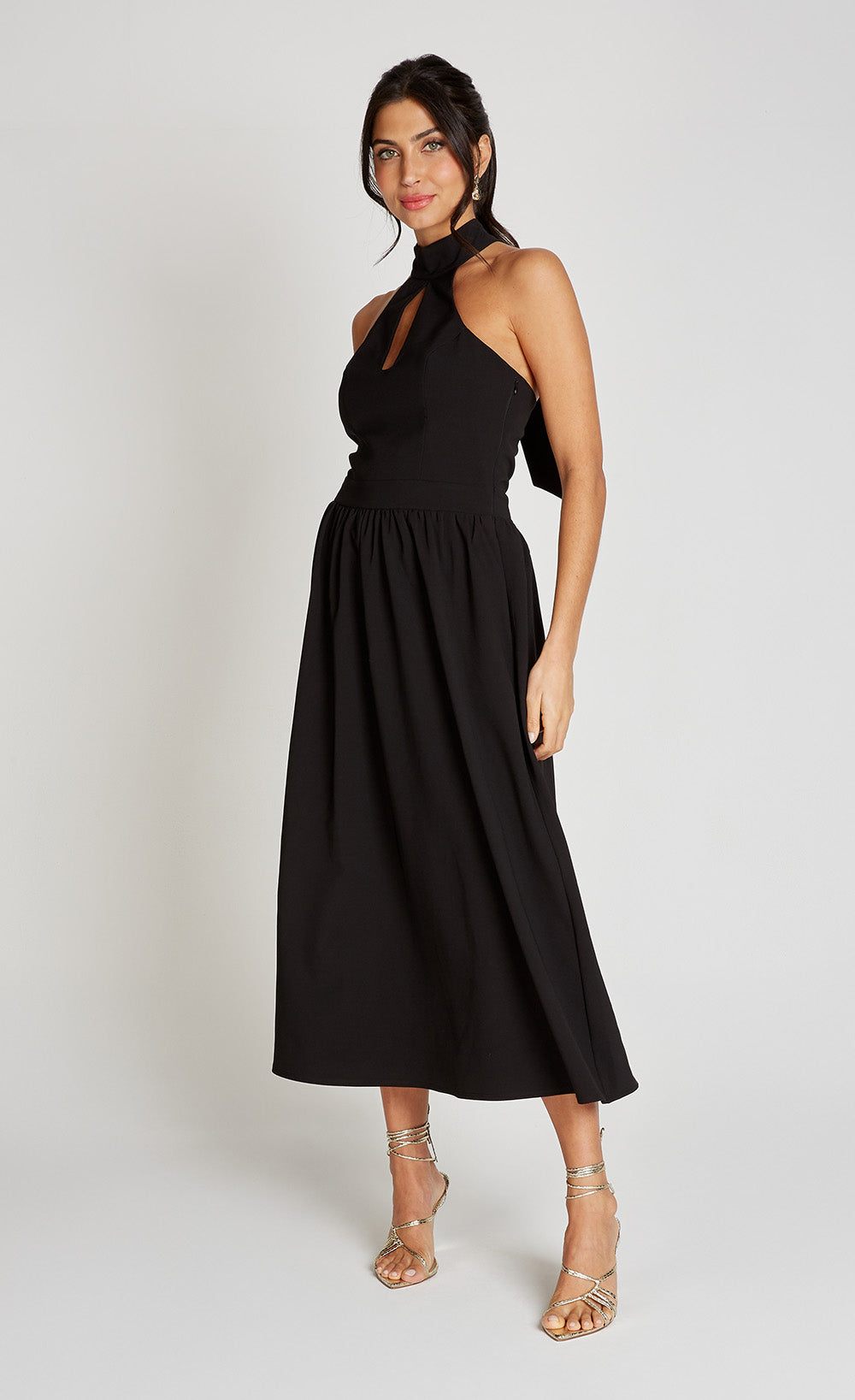Black Halter Neck Keyhole Midaxi Dress