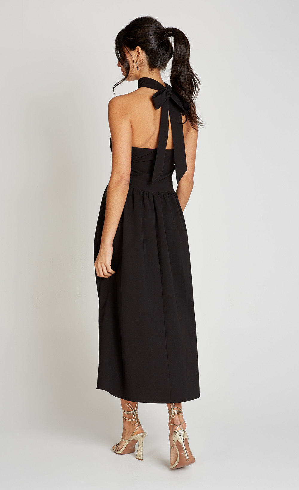 Black Halter Neck Keyhole Midaxi Dress