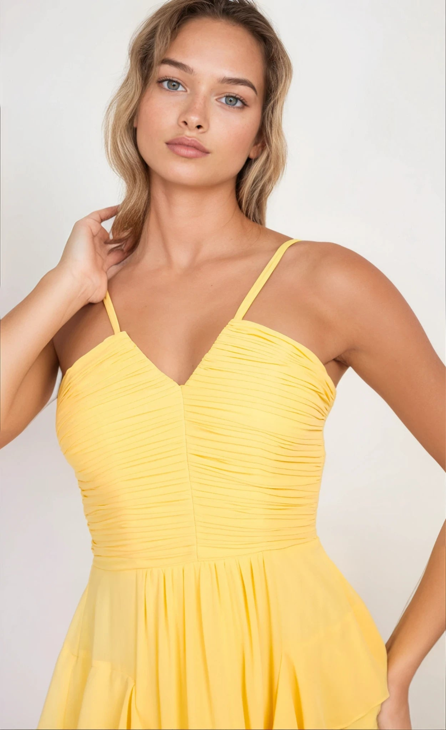 iSKA Yellow Chiffon Frill Midaxi Dress