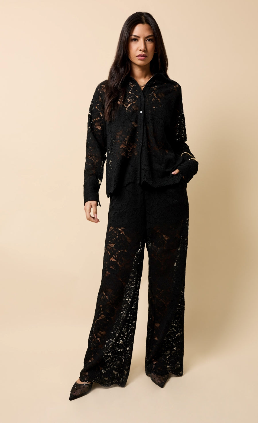 Micaela Black Lace Shirt