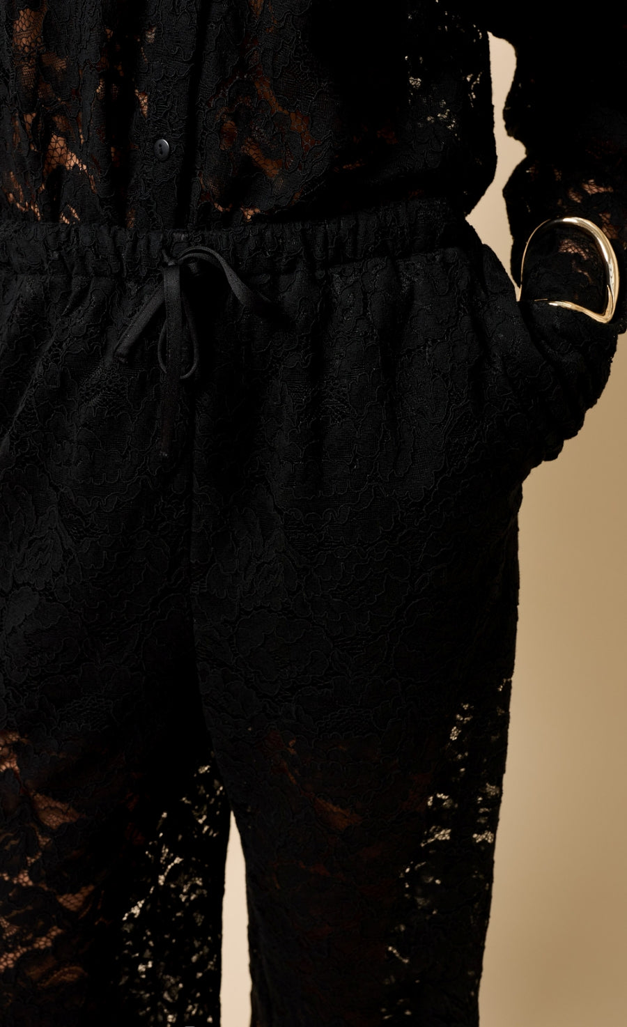 Milan Black Lace Wide Leg Trousers