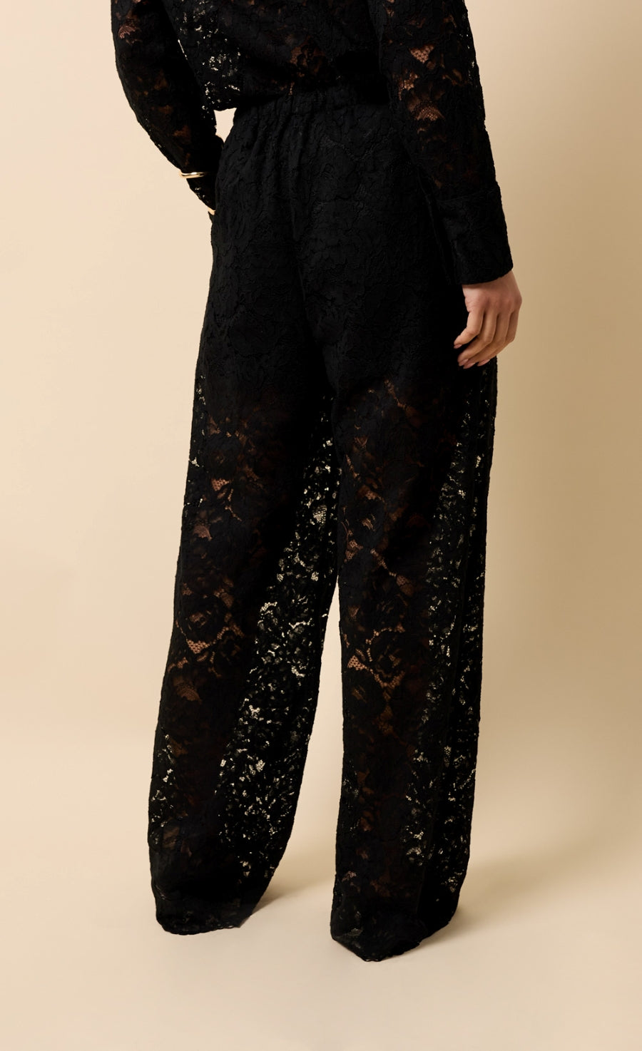 Milan Black Lace Wide Leg Trousers