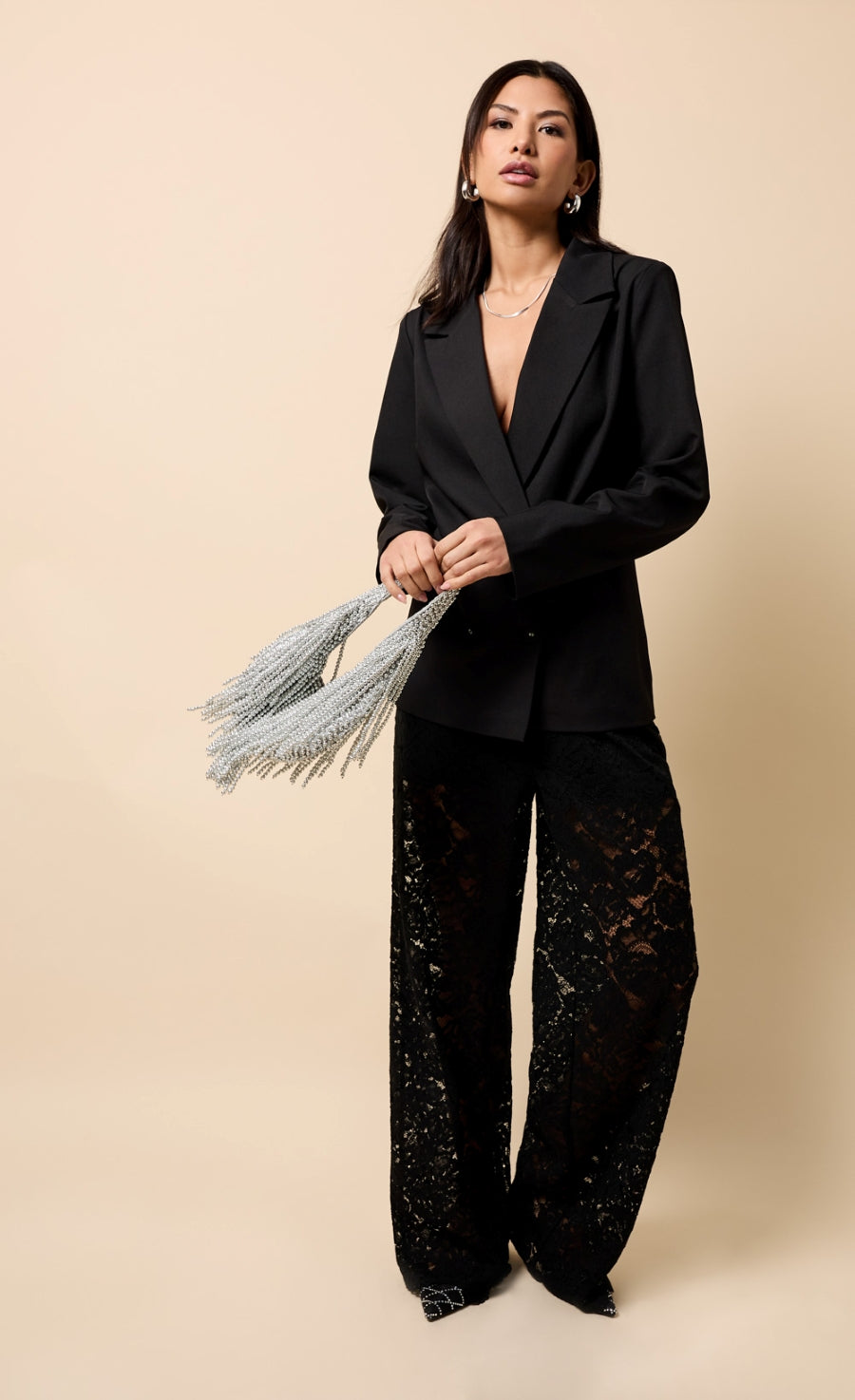 Milan Black Lace Wide Leg Trousers