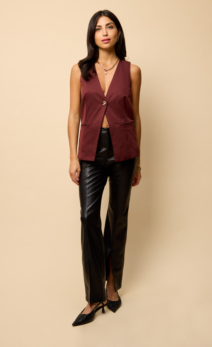 Odette Cherry Accent Button Waistcoat