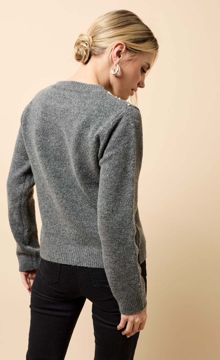 Dahlia Grey Embellished Knitted Jumper