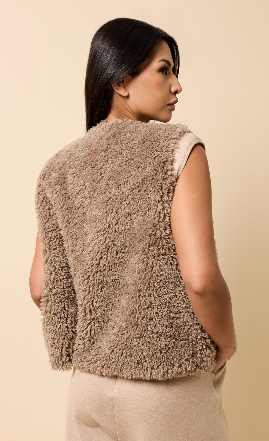 Malene Taupe Faux Fur Waistcoat