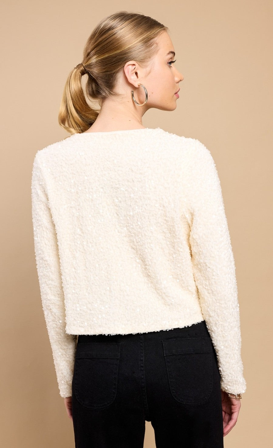 Cream Sequin Bolero Bow Top by Vicky Pattison