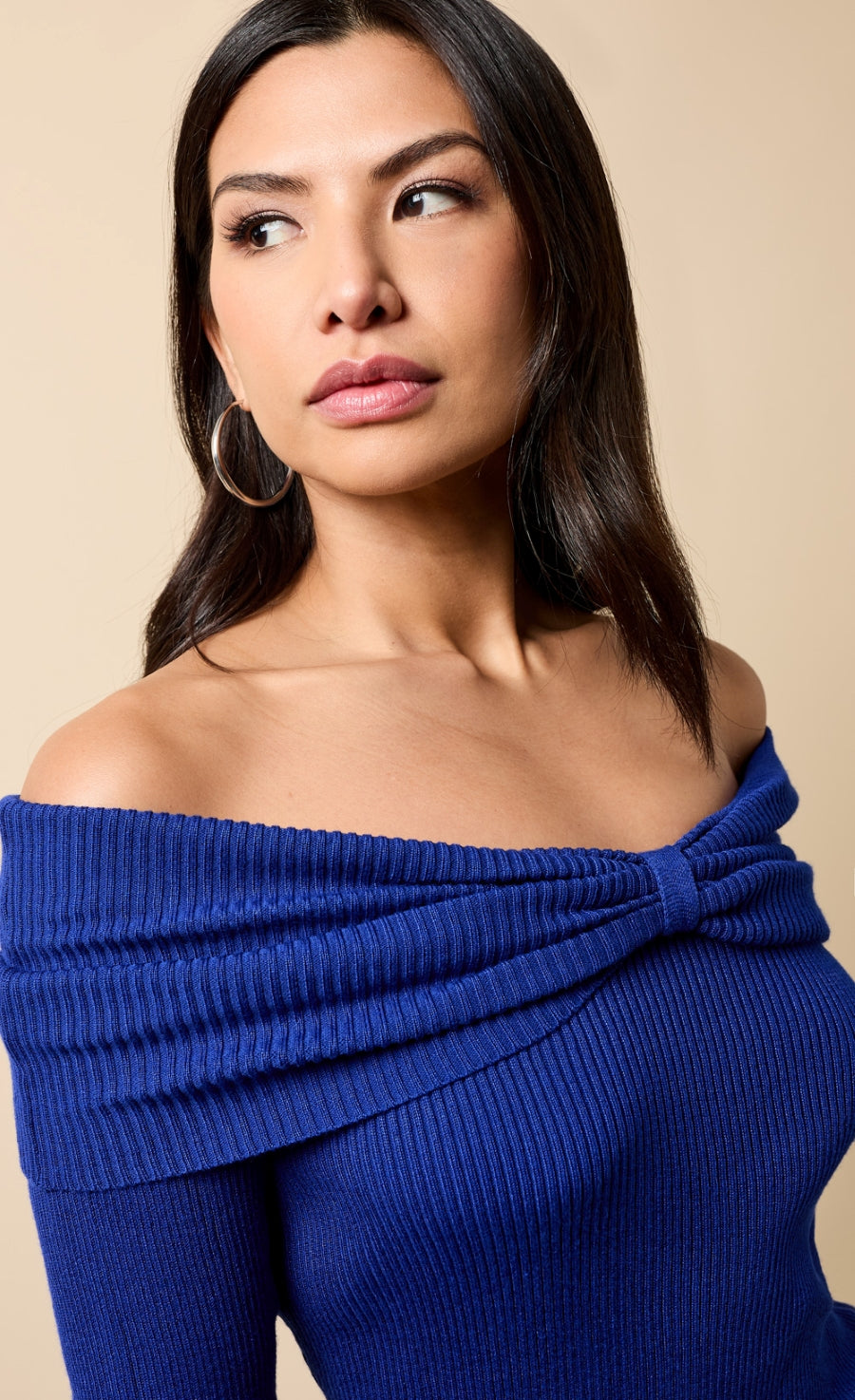 Cobalt Blue Knot Detail Bardot Jumper