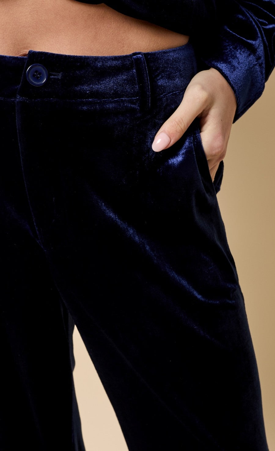 Giselle Navy Velvet Trousers