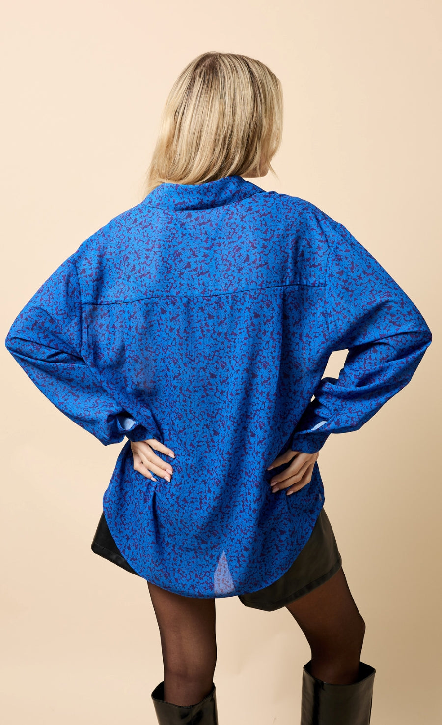 Helena Blue Print Chiffon Shirt