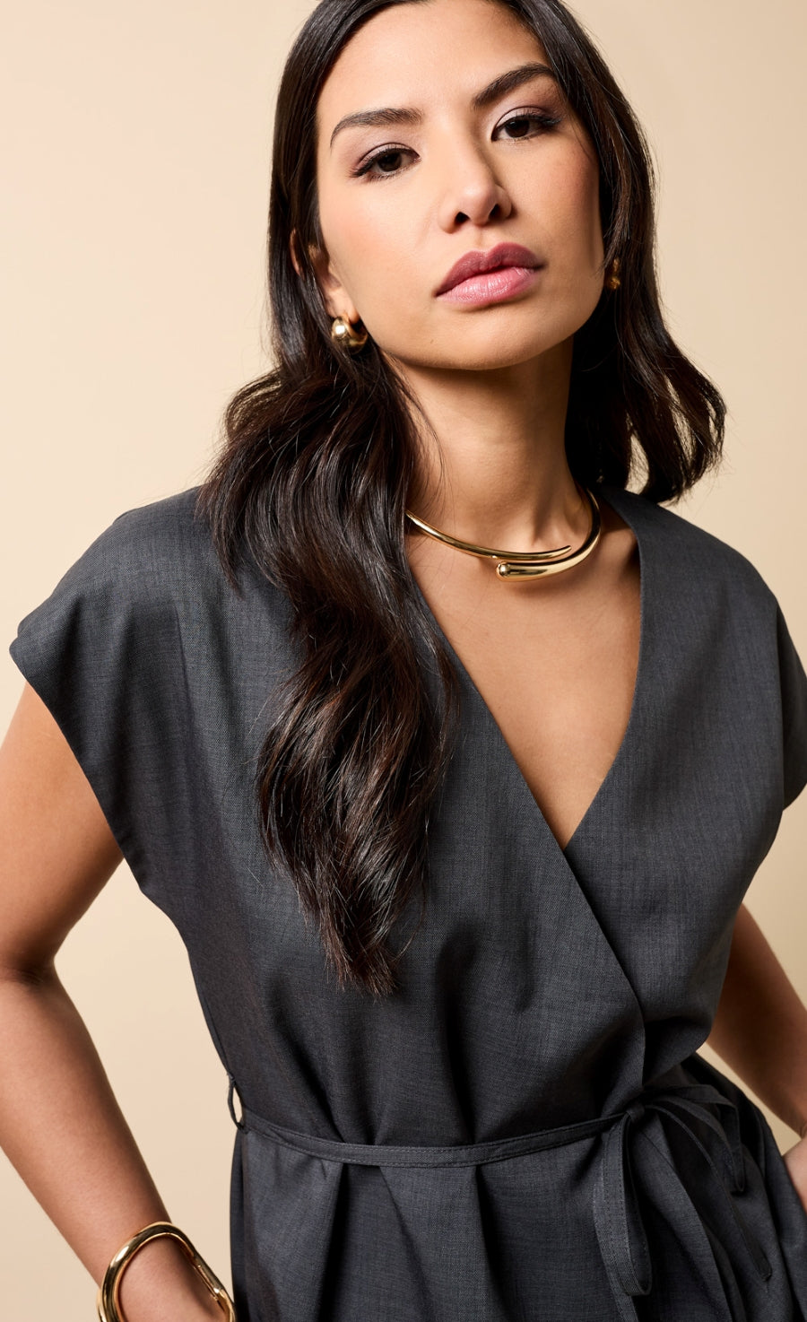 Aria Pewter Wrap Waistcoat