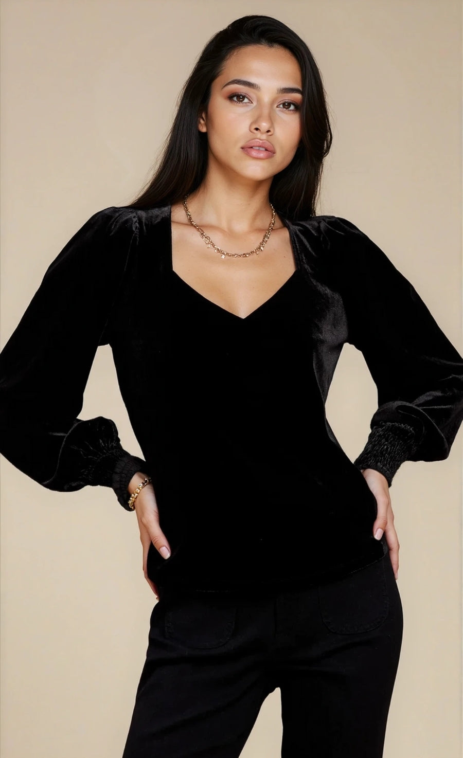 Black Velvet Sweetheart Blouse by Vicky Pattison