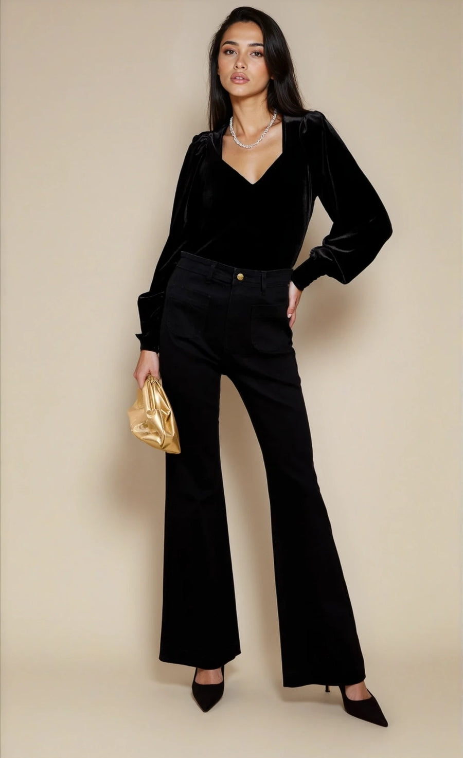 Black Velvet Sweetheart Blouse by Vicky Pattison