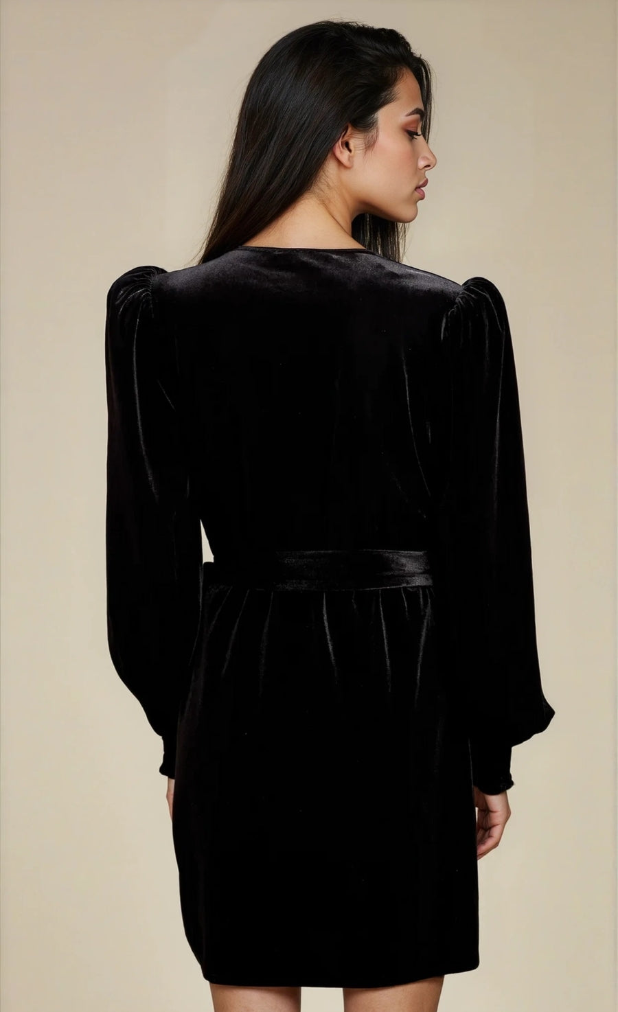 Black Velvet Wrap Mini Dress by Vicky Pattison