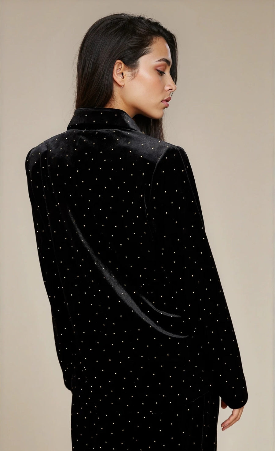 Black Velvet and Gold Diamanté Blazer by Vicky Pattison