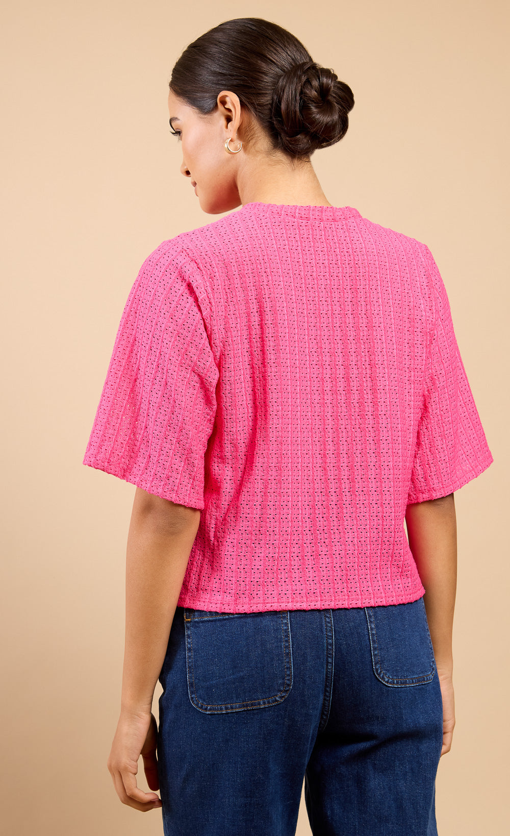 Pink Knitted Button Down Top