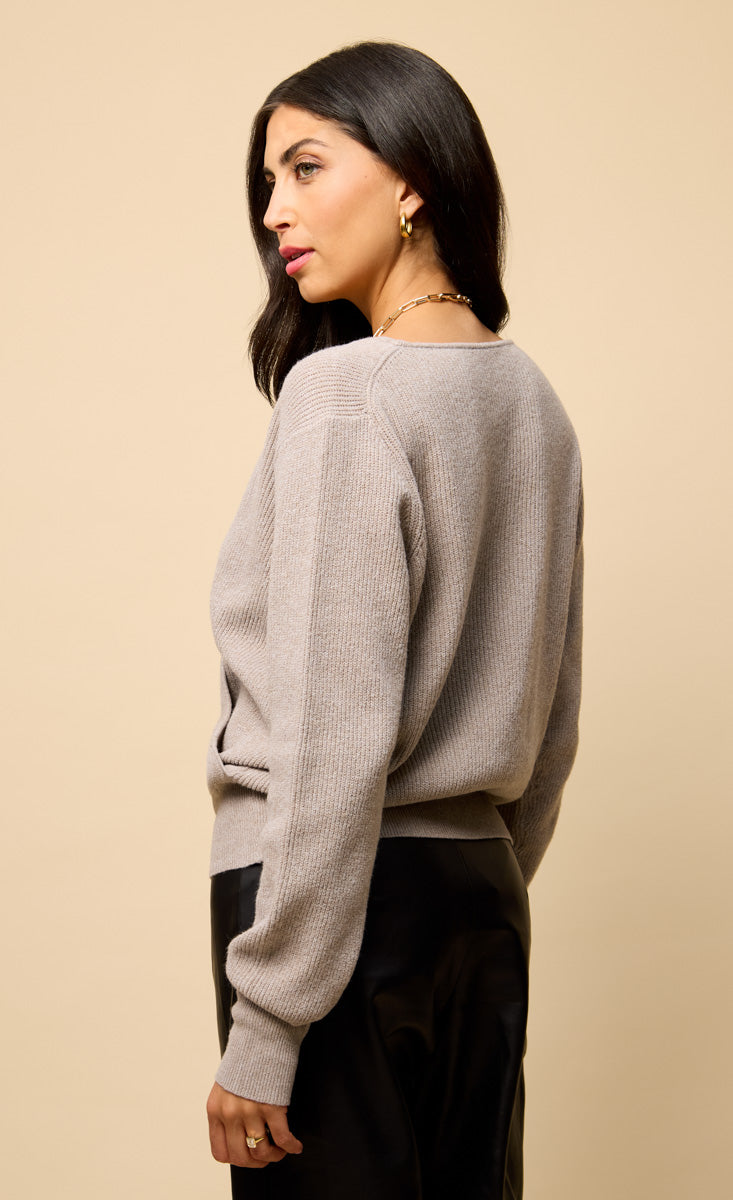 Perla Taupe Wrap Jumper