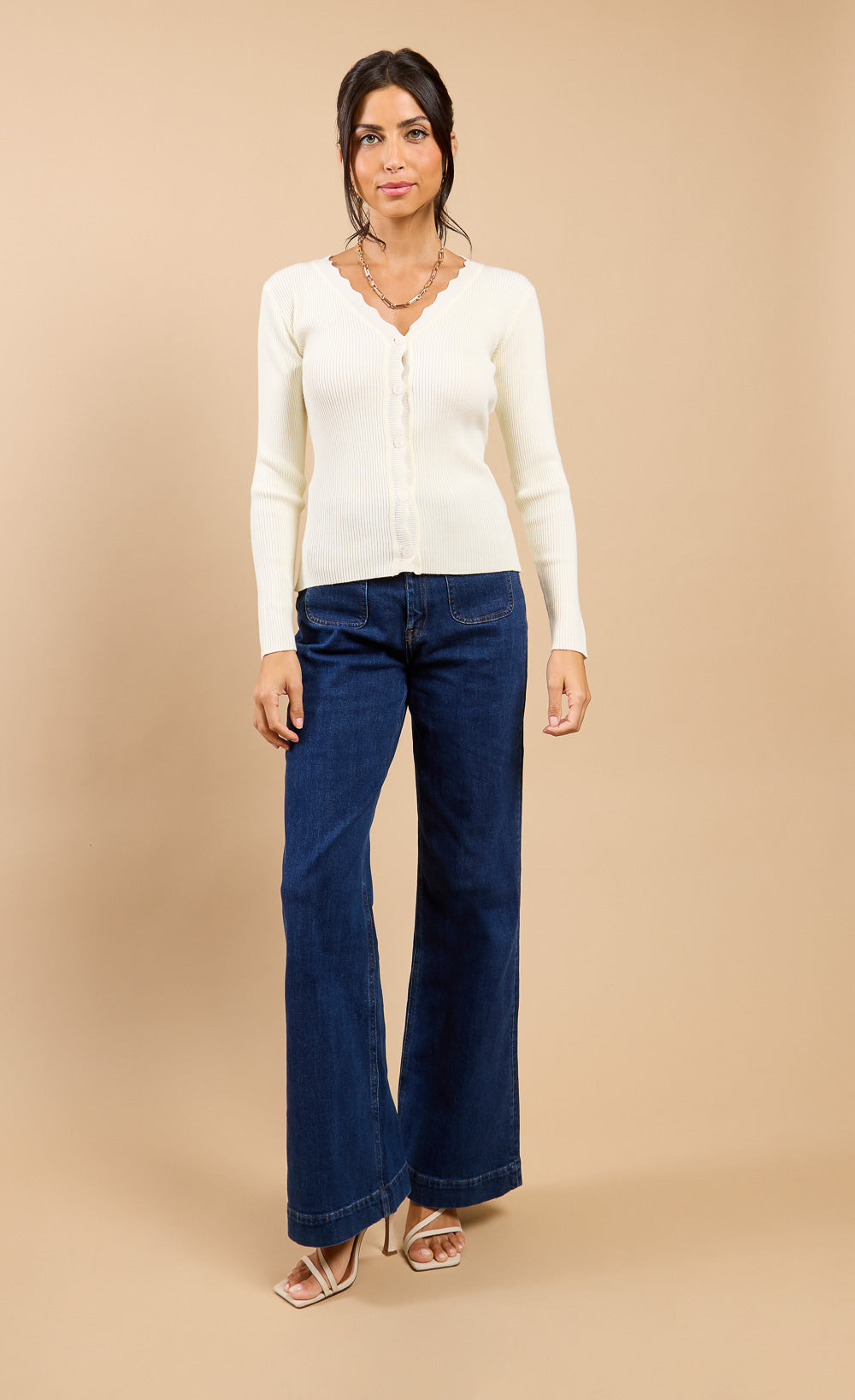 Floréal White Scallop Knit CardiganCardigansJumpers & CardigansLittle Mistress
