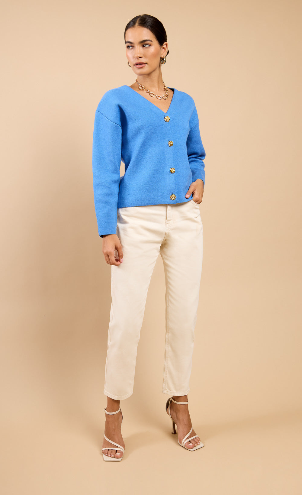 Yvaine Blue Button Detail Knit CardiganCardigansJumpers & CardigansLittle Mistress
