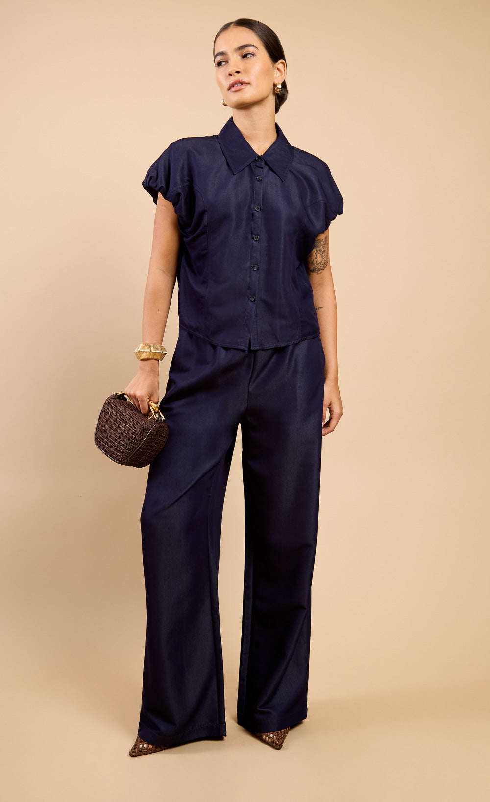 Cristalle Indigo Denim Top