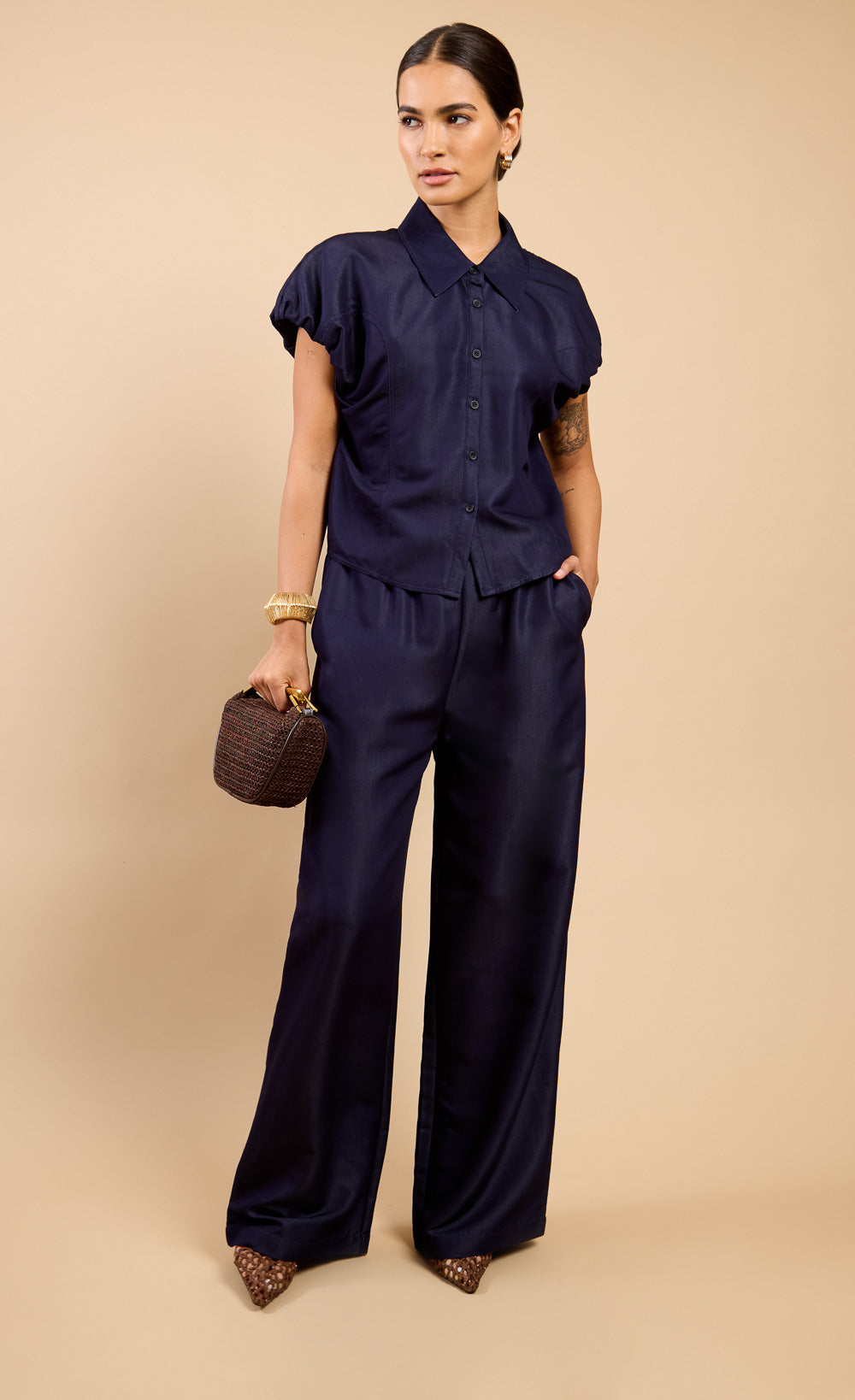 Damari Indigo Denim Wide Leg Trouser