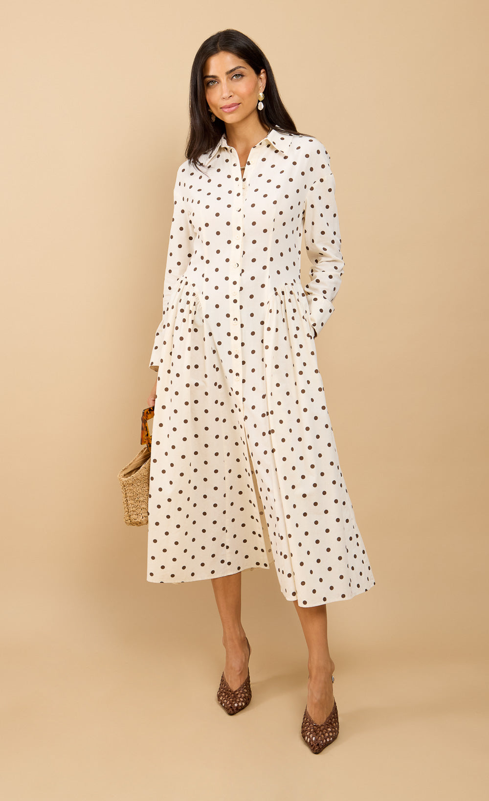 Delara Polka Dot Midaxi Shirt Dress