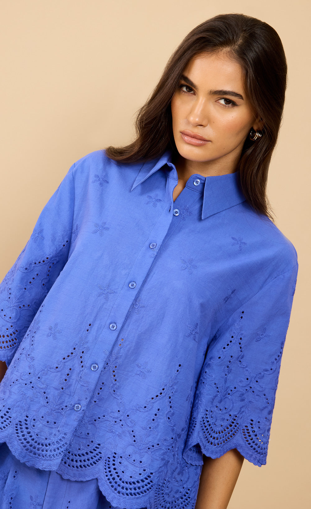 Avelin Blue Embroidered ShirtShirtsTops & BlousesLittle Mistress