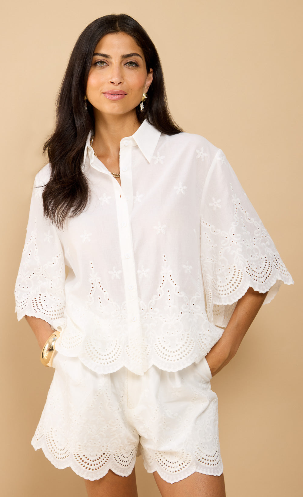 Avelin White Embroidered Shirt