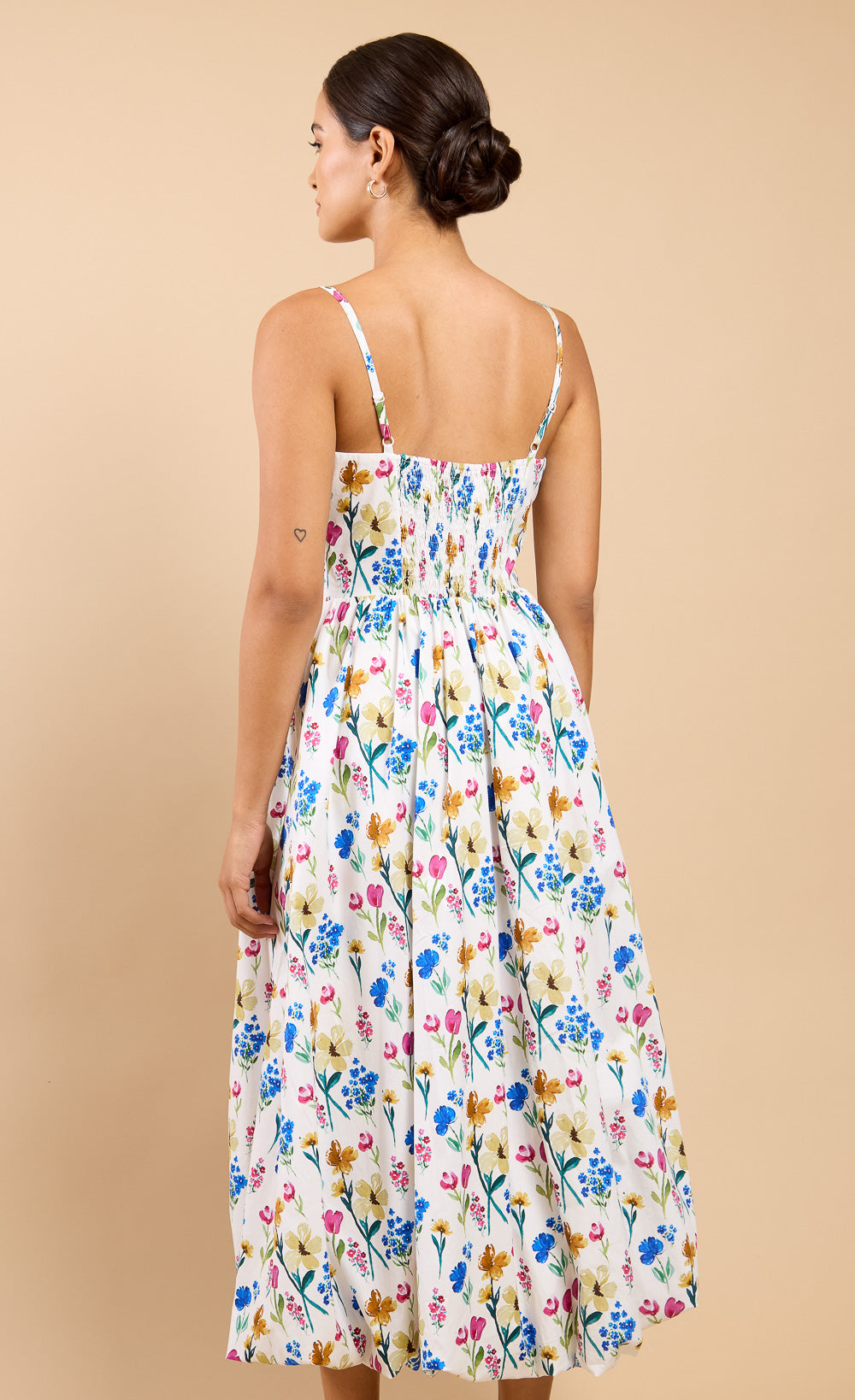 Leonora Floral Print Balloon Hem Midaxi Dress