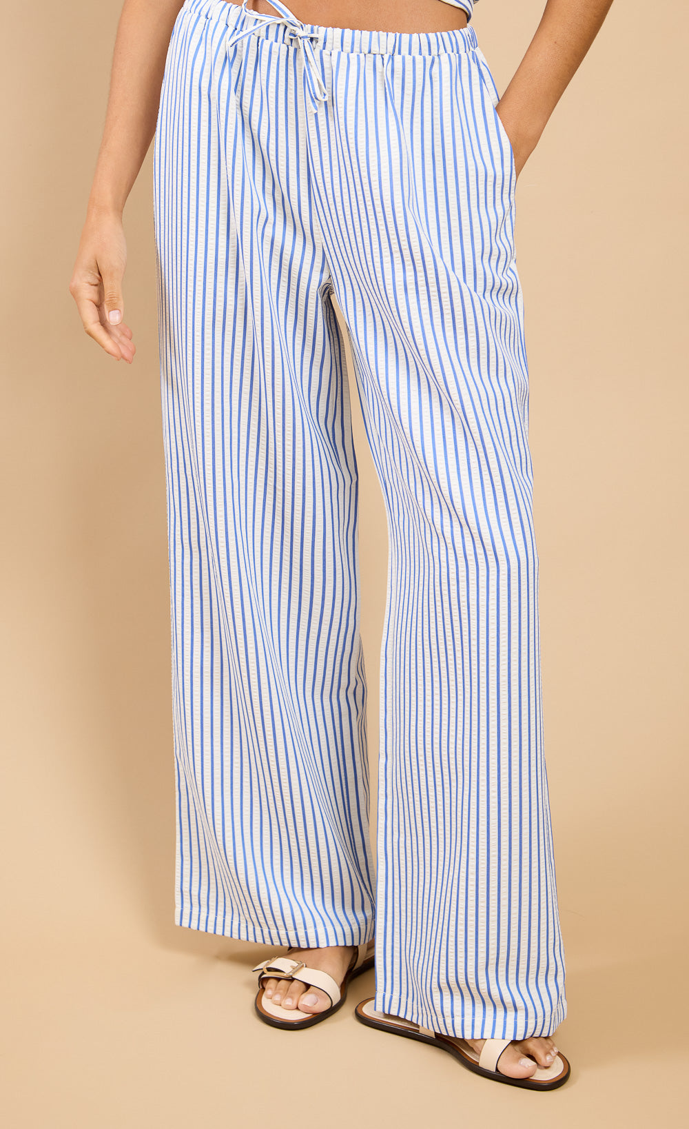 Maelle Blue Stripe Wide Leg Trousers Vicky Pattison EDIT