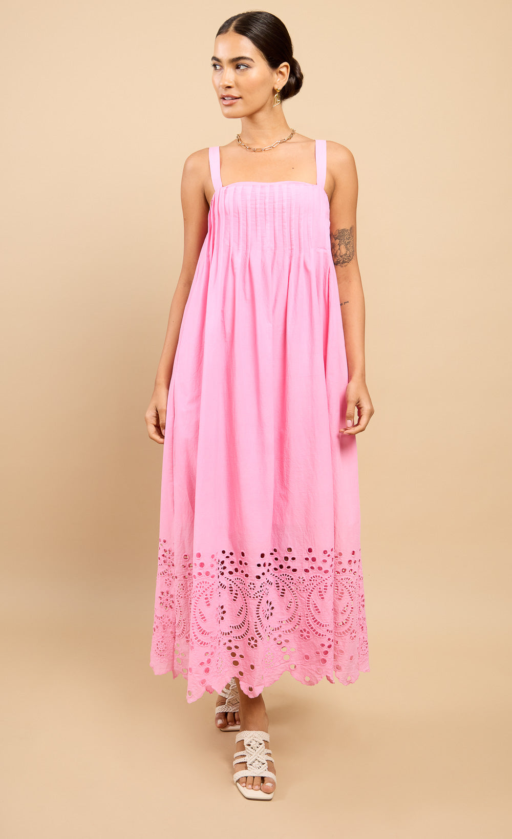 Astrid Pink Embroidered Hem Midaxi Dress Vicky Pattison EDITDressesEmbroidered DressLittle Mistress