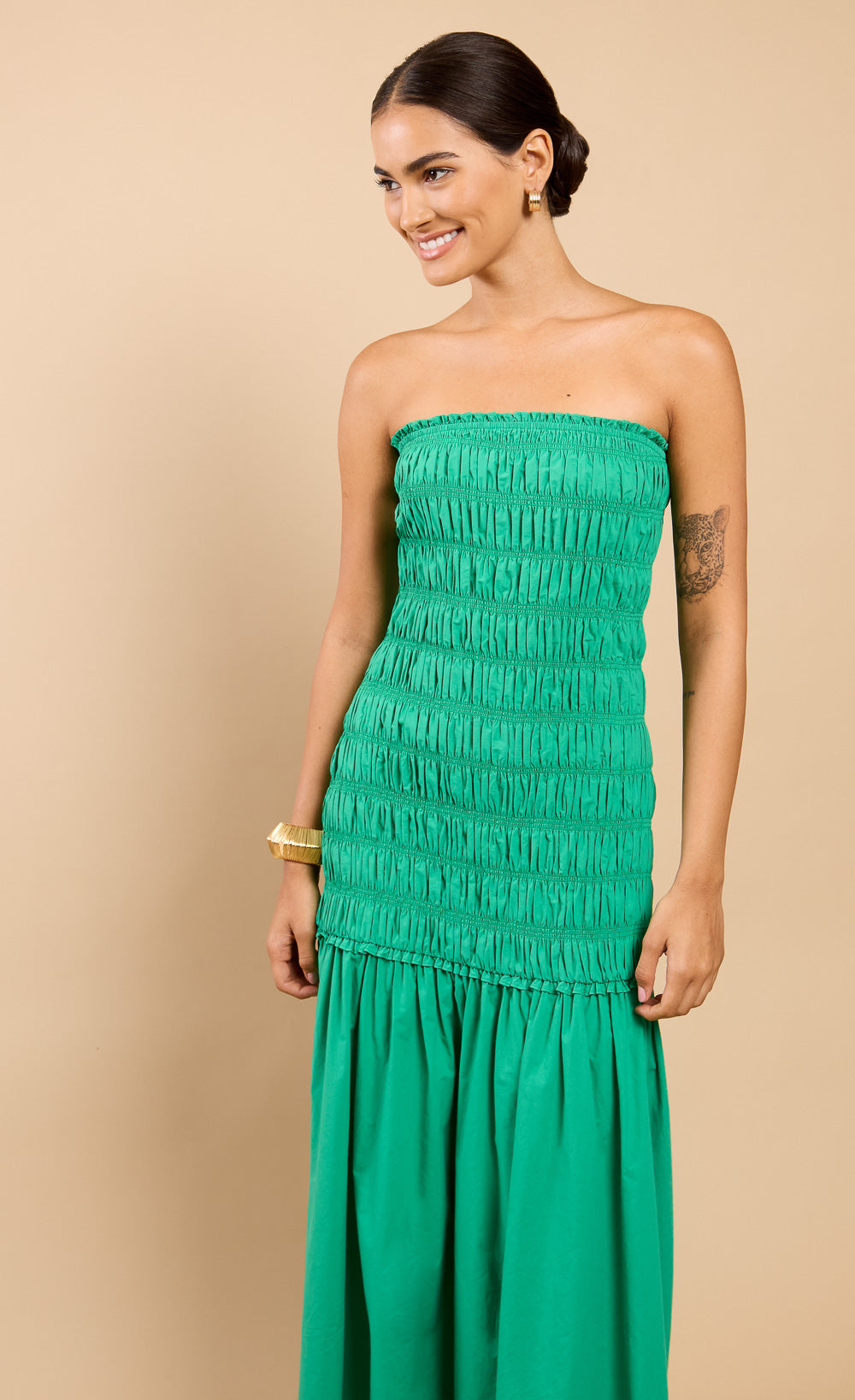 Delphina Green Bandeau Dropped Waist Maxi Dress Vicky Pattison EDITDressesBandeau DressLittle Mistress