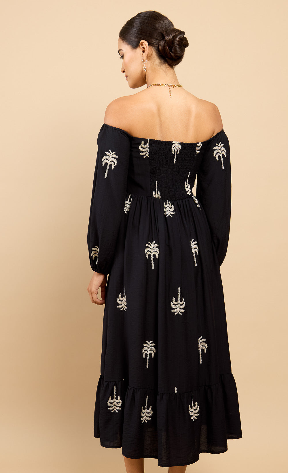 Lyra Black Embroidered Bardot Midaxi Dress Vicky Pattison EDIT