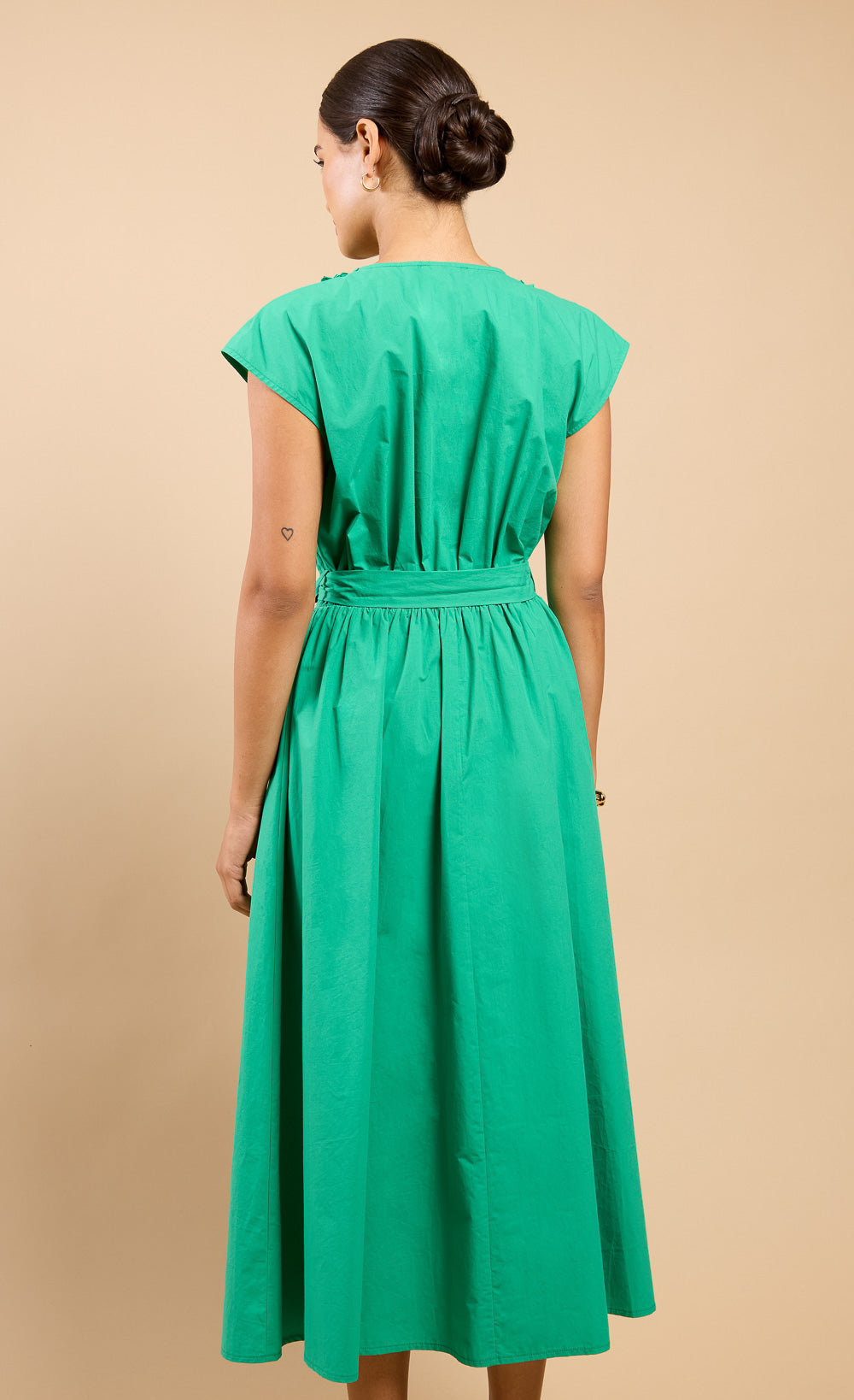 Leni Green Frill Detail Midaxi Dress