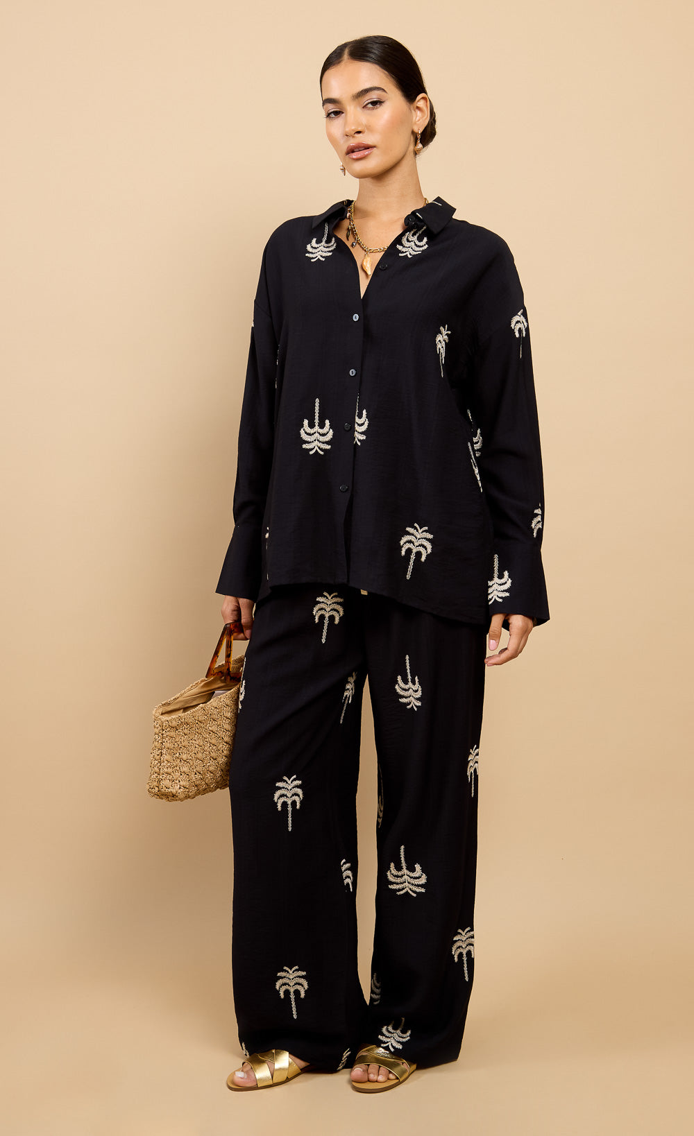 Isla Black Embroidered Shirt Vicky Pattison EDITShirtsEmbroidered ShirtLittle Mistress