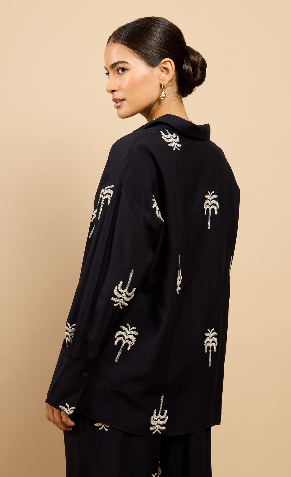 Isla Black Embroidered Shirt Vicky Pattison EDIT