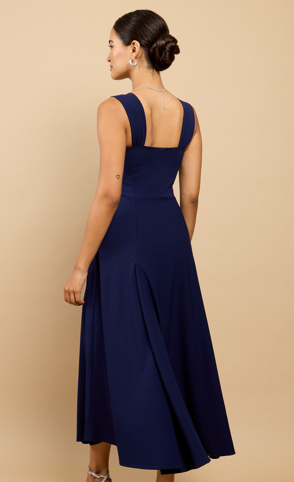 Amely Navy Gathered Strap Midaxi Dress