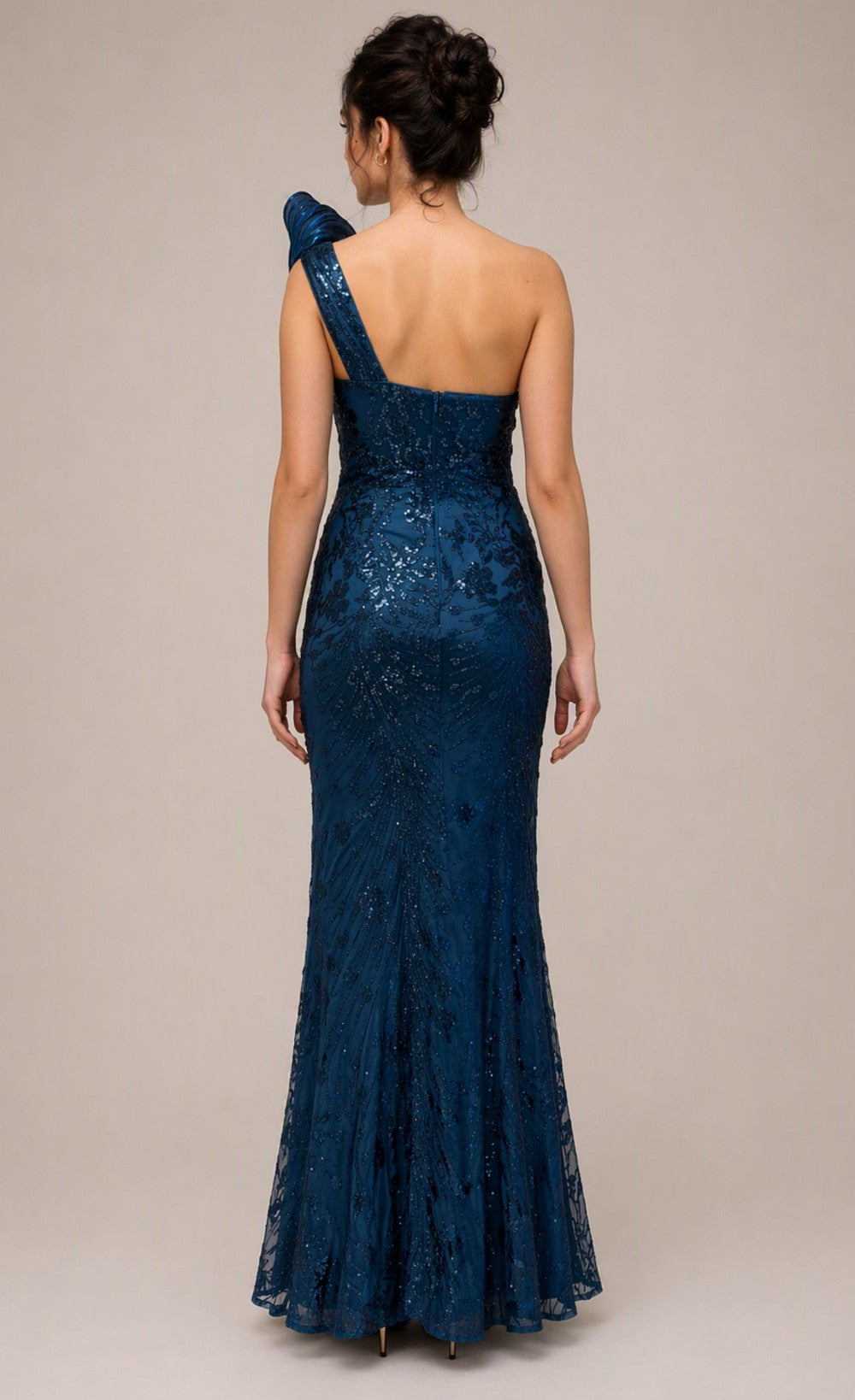 Theodora Blue Embellished Swirl Detail Maxi Dress