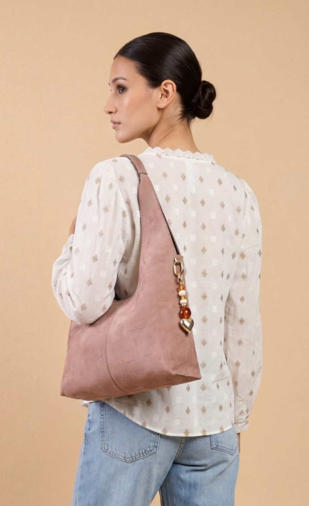 White Jacquard Cotton Top with Lace Detail