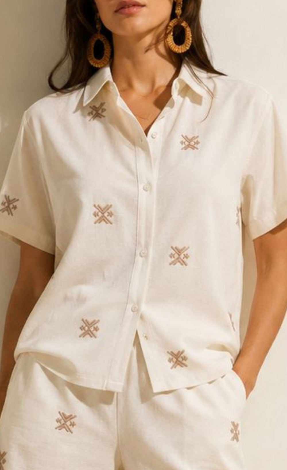 White Embroidered Cotton ShirtShirtsEmbroidered ShirtLittle Mistress