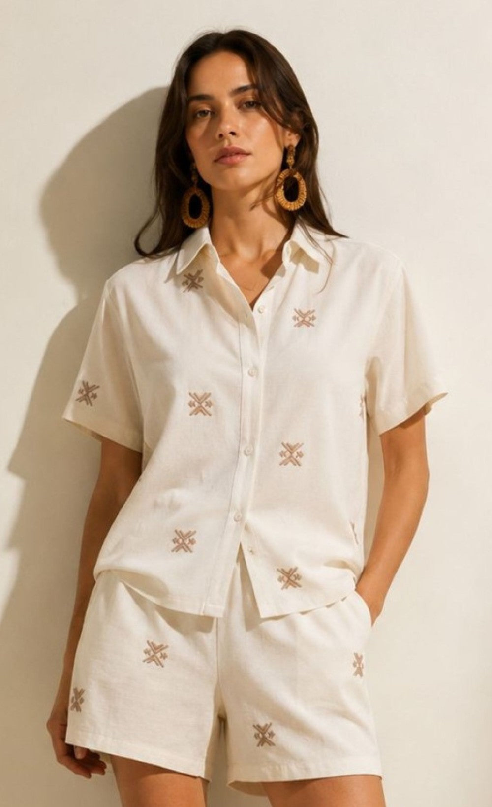 White Embroidered Cotton ShortsShortsEmbroidered ShortsLittle Mistress