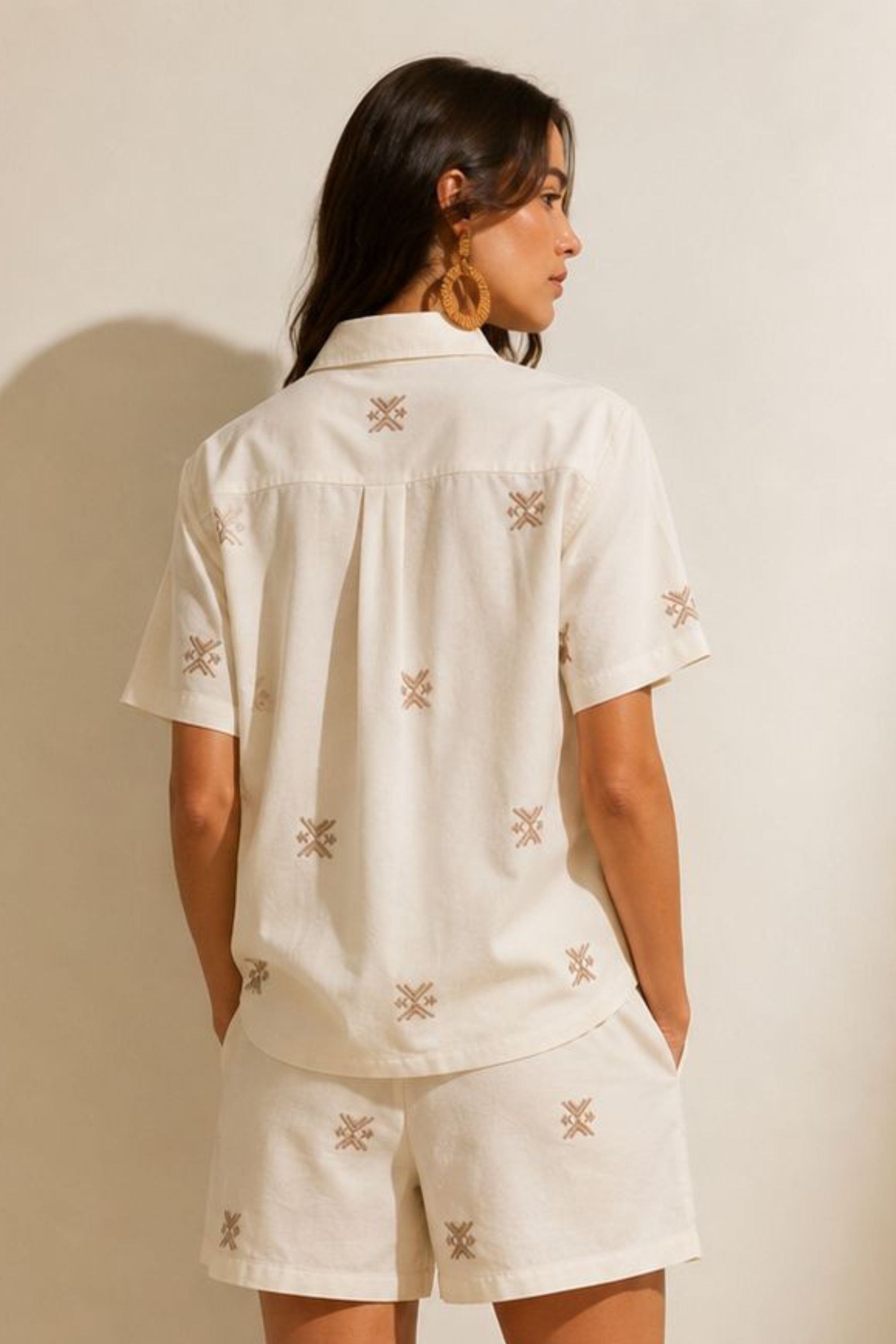White Embroidered Cotton ShortsShortsEmbroidered ShortsLittle Mistress