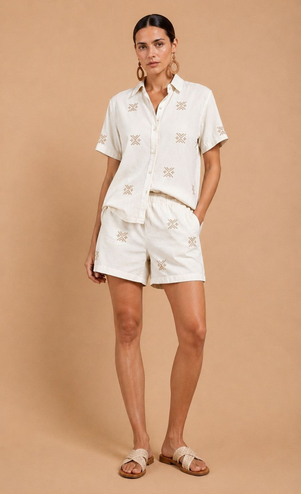 White Embroidered Cotton ShortsShortsEmbroidered ShortsLittle Mistress